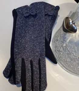 Gants noirs et bleus pailletés