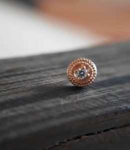 Double millgrain rond or 14k